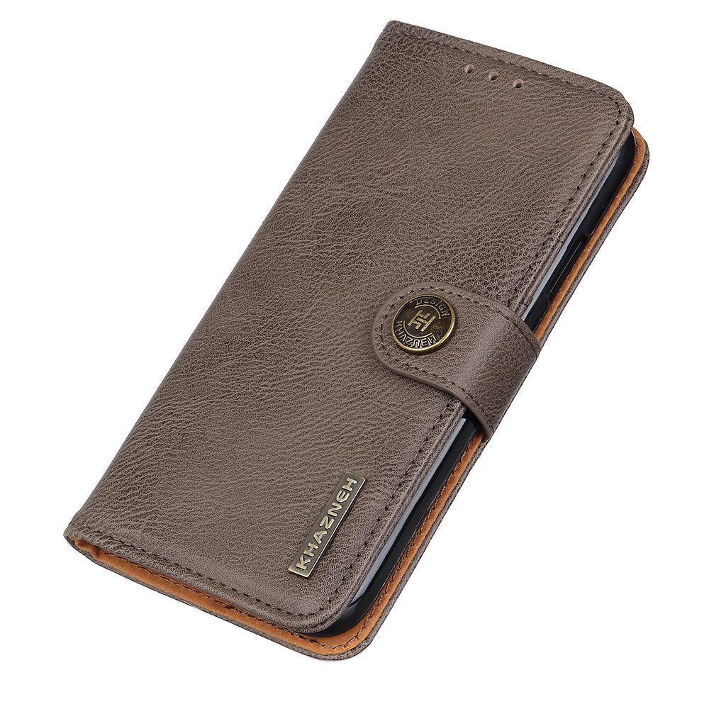 KHAZNEH For Xiaomi Redmi Note 13 Pro+ 5G Cell Phone Cases Cowhide Texture Stand Wallet Cover - Khaki