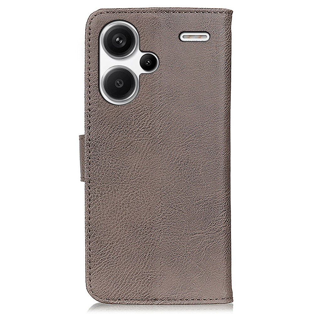 KHAZNEH For Xiaomi Redmi Note 13 Pro+ 5G Cell Phone Cases Cowhide Texture Stand Wallet Cover - Khaki