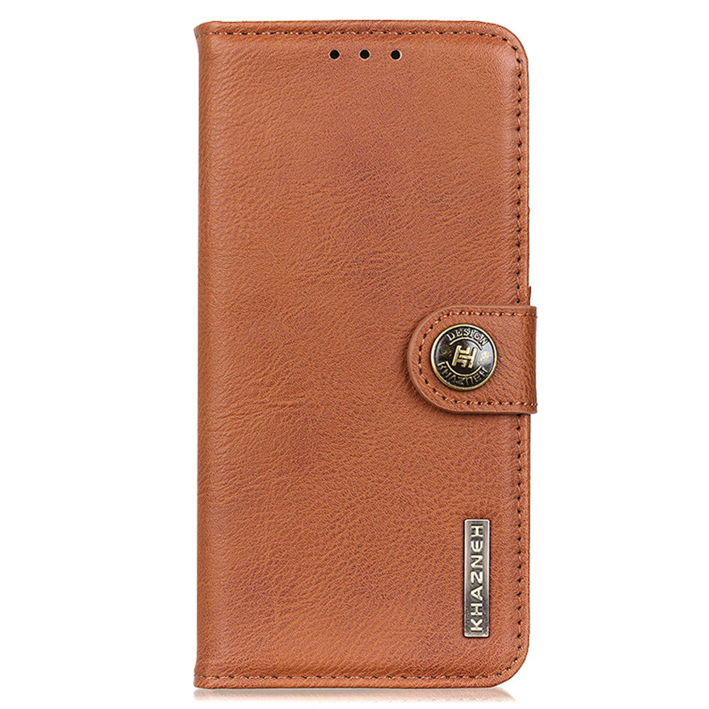 KHAZNEH For Xiaomi Redmi Note 13 Pro+ 5G Cell Phone Cases Cowhide Texture Stand Wallet Cover - Brown