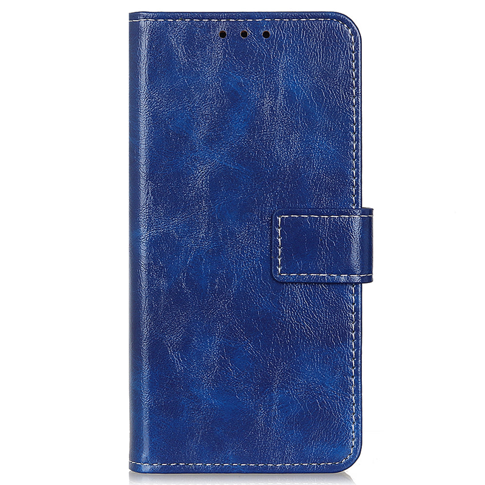 For Xiaomi Redmi Note 13 Pro+ 5G Cell Phone Case PU Leather Crazy Horse Texture Wallet Cover - Blue
