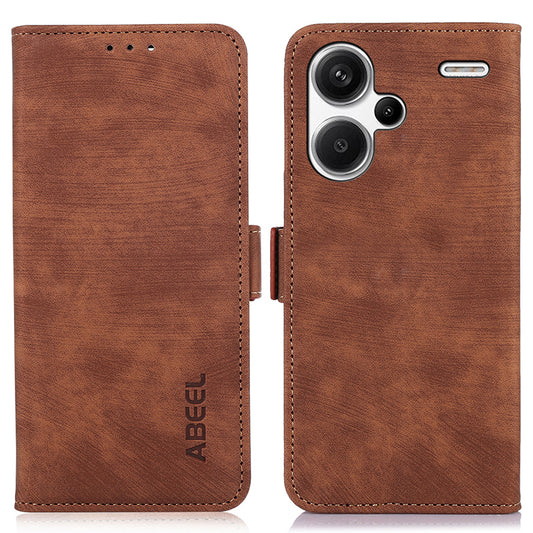 ABEEL For Xiaomi Redmi Note 13 Pro+ 5G Cell Phone Case PU Leather Wallet Vintage Flip Cover - Brown