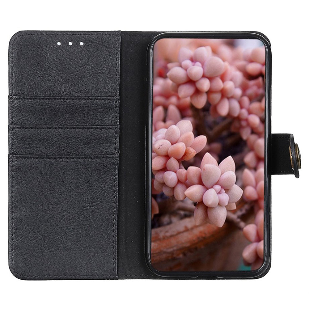 KHAZNEH For Xiaomi Redmi Note 13 Pro 5G / Poco X6 5G Cell Phone Cases Cowhide Texture Wallet Cover - Black