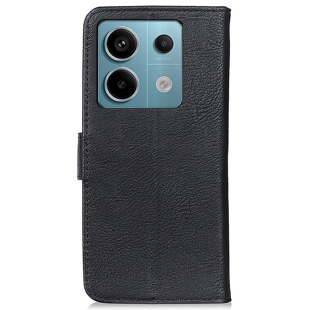 KHAZNEH For Xiaomi Redmi Note 13 Pro 5G / Poco X6 5G Cell Phone Cases Cowhide Texture Wallet Cover - Black