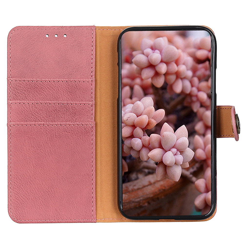 KHAZNEH For Xiaomi Redmi Note 13 Pro 5G / Poco X6 5G Cell Phone Cases Cowhide Texture Wallet Cover - Pink