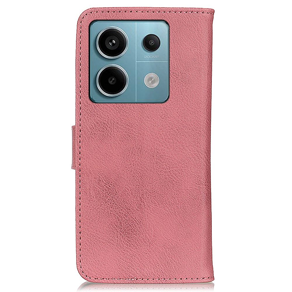KHAZNEH For Xiaomi Redmi Note 13 Pro 5G / Poco X6 5G Cell Phone Cases Cowhide Texture Wallet Cover - Pink