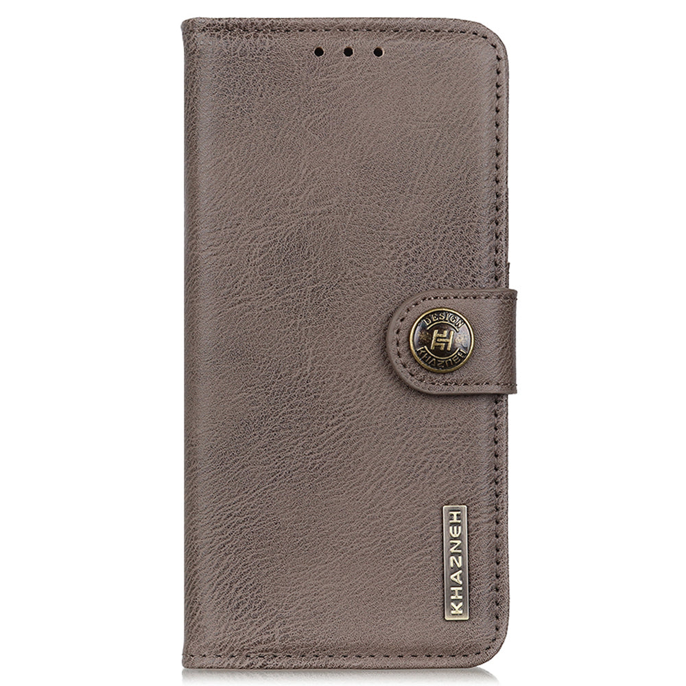 KHAZNEH For Xiaomi Redmi Note 13 Pro 5G / Poco X6 5G Cell Phone Cases Cowhide Texture Wallet Cover - Khaki