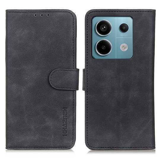 KHAZNEH For Xiaomi Redmi Note 13 Pro 5G / Poco X6 5G Case Retro PU Leather Cell Phone Cover - Black