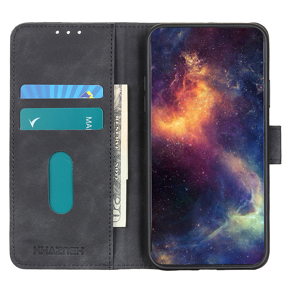 KHAZNEH For Xiaomi Redmi Note 13 Pro 5G / Poco X6 5G Case Retro PU Leather Cell Phone Cover - Black