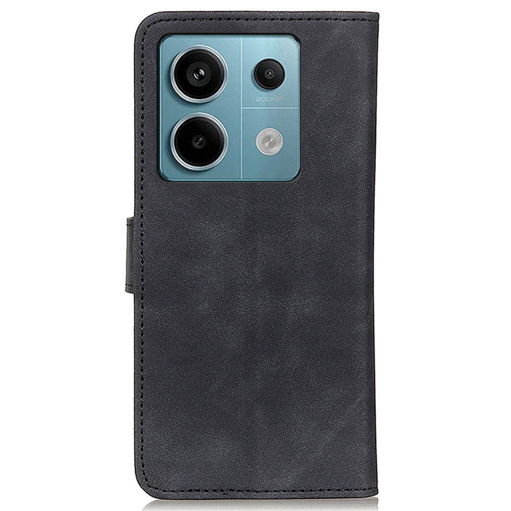 KHAZNEH For Xiaomi Redmi Note 13 Pro 5G / Poco X6 5G Case Retro PU Leather Cell Phone Cover - Black