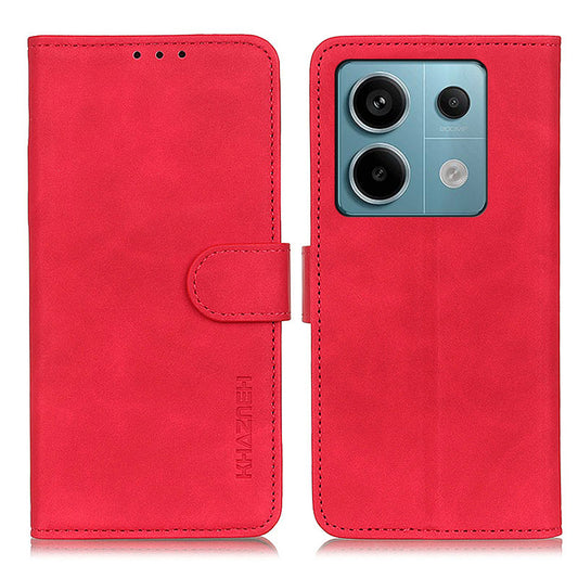 KHAZNEH For Xiaomi Redmi Note 13 Pro 5G / Poco X6 5G Case Retro PU Leather Cell Phone Cover - Red
