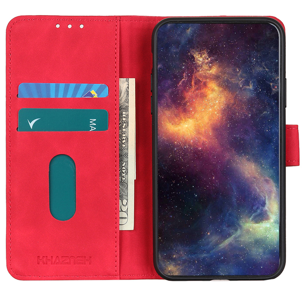 KHAZNEH For Xiaomi Redmi Note 13 Pro 5G / Poco X6 5G Case Retro PU Leather Cell Phone Cover - Red