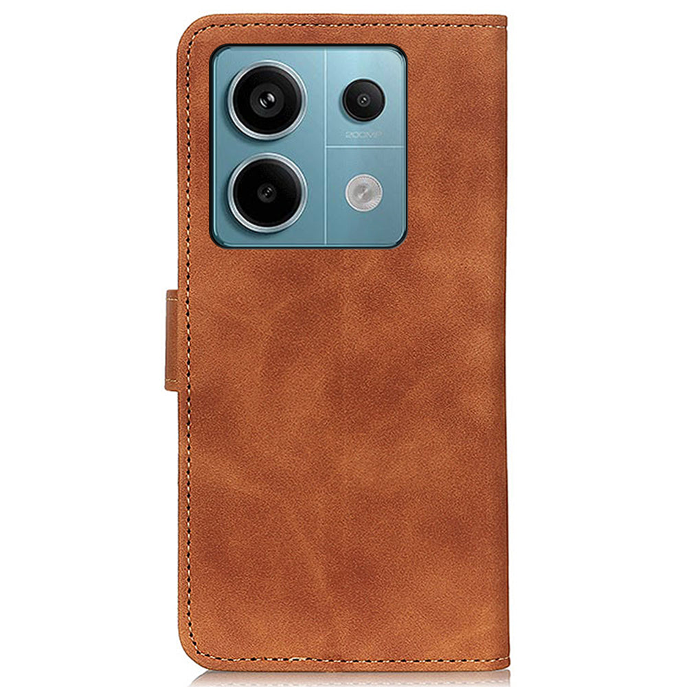 KHAZNEH For Xiaomi Redmi Note 13 Pro 5G / Poco X6 5G Case Retro PU Leather Cell Phone Cover - Brown