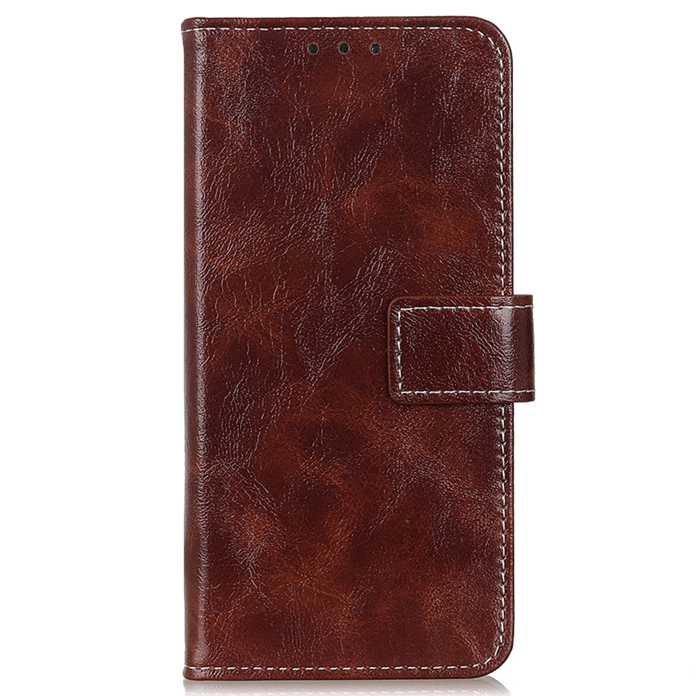 For Xiaomi Redmi Note 13 Pro 5G / Poco X6 5G Cell Phone Case Folio Flip Crazy Horse Texture Leather Cover - Brown