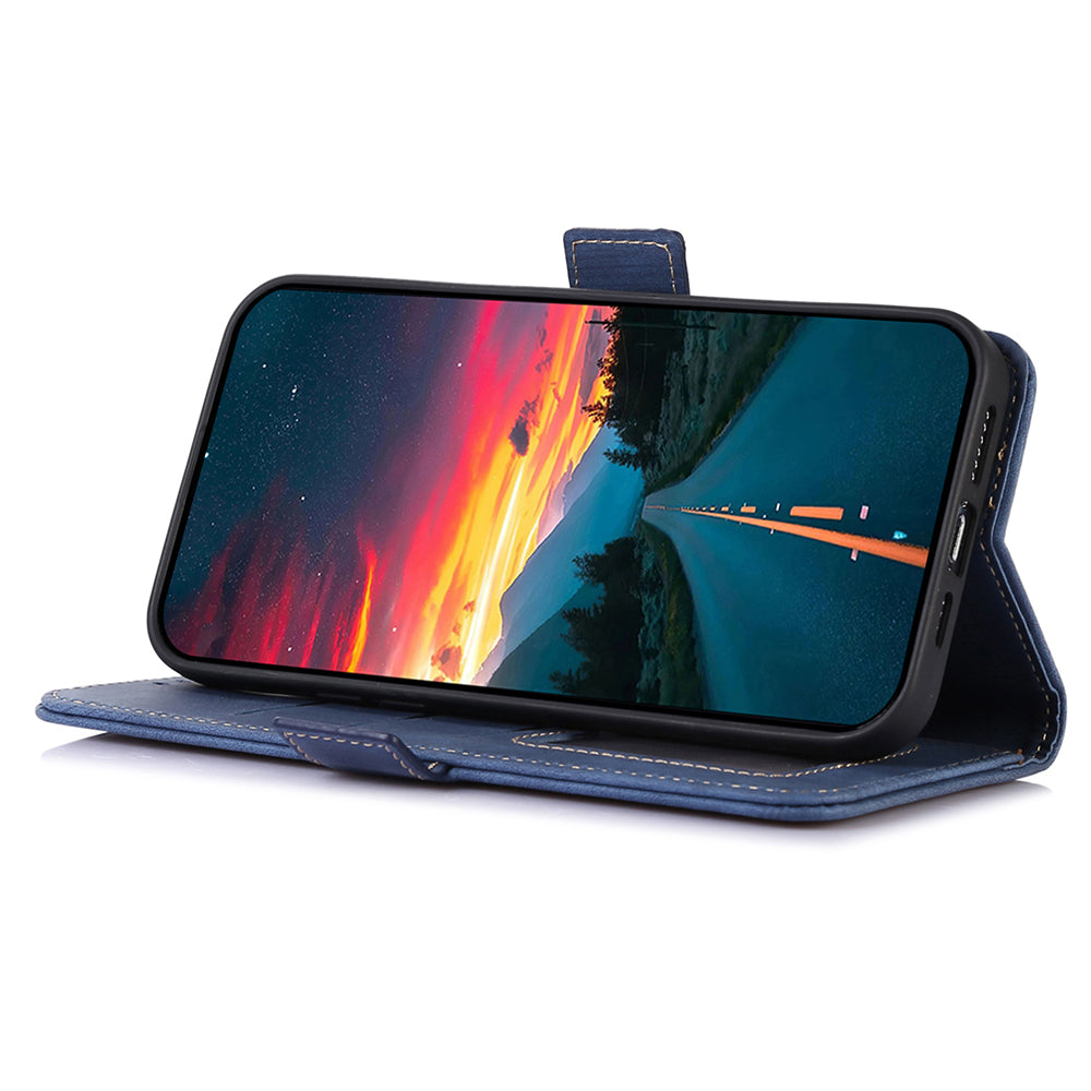 ABEEL For Xiaomi Redmi Note 13 Pro 5G / Poco X6 5G Cell Phone Cases Vintage PU Leather Flip Stand Cover - Blue