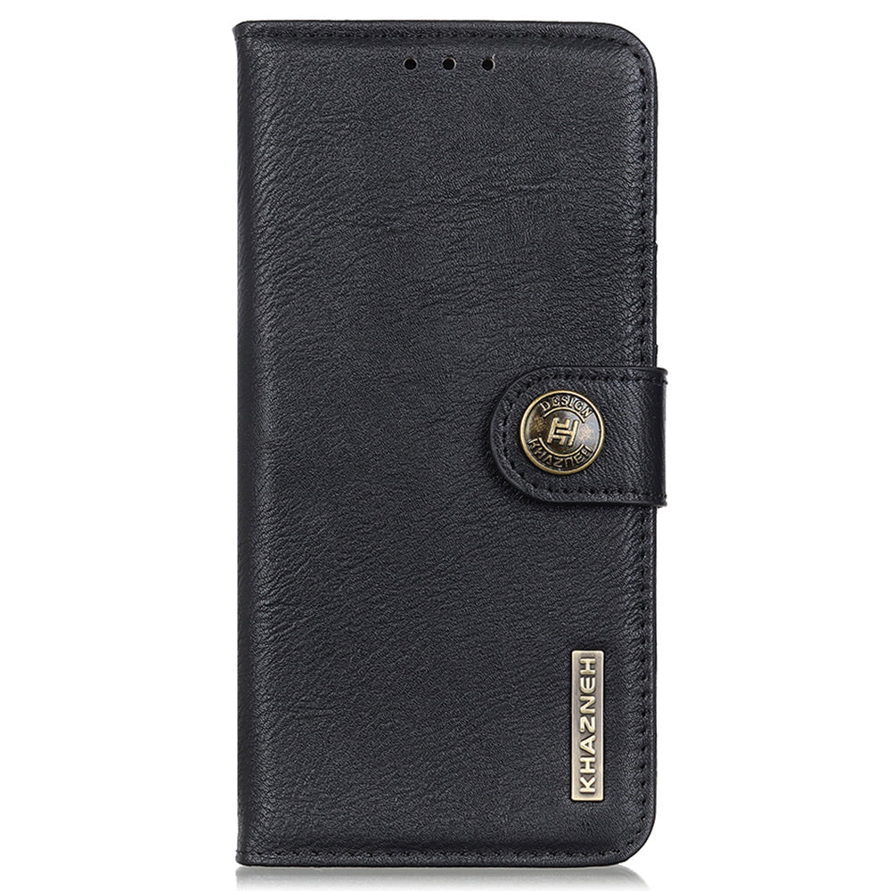 KHAZNEH For Xiaomi Redmi Note 13 5G Cowhide Texture Case Leather Phone Wallet Cover - Black