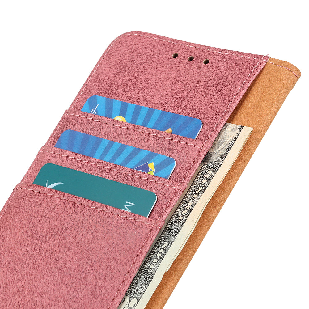 KHAZNEH For Xiaomi Redmi Note 13 5G Cowhide Texture Case Leather Phone Wallet Cover - Pink