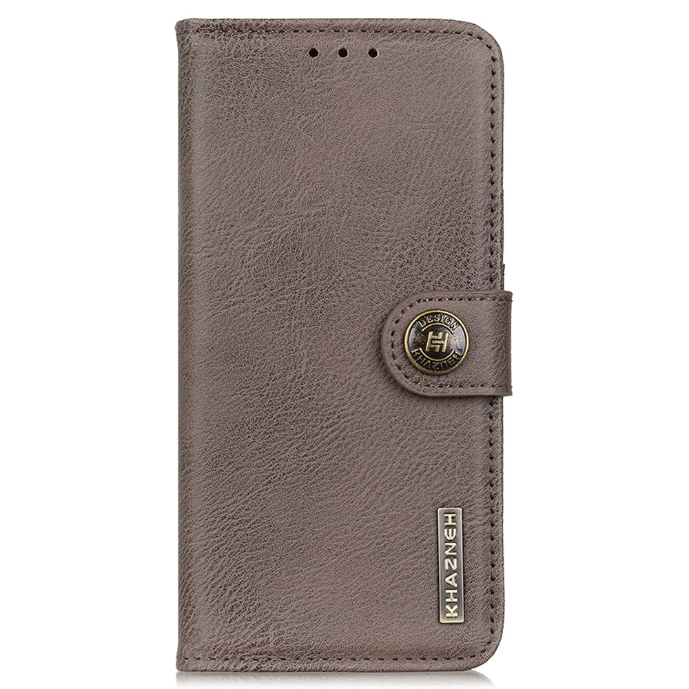 KHAZNEH For Xiaomi Redmi Note 13 5G Cowhide Texture Case Leather Phone Wallet Cover - Khaki