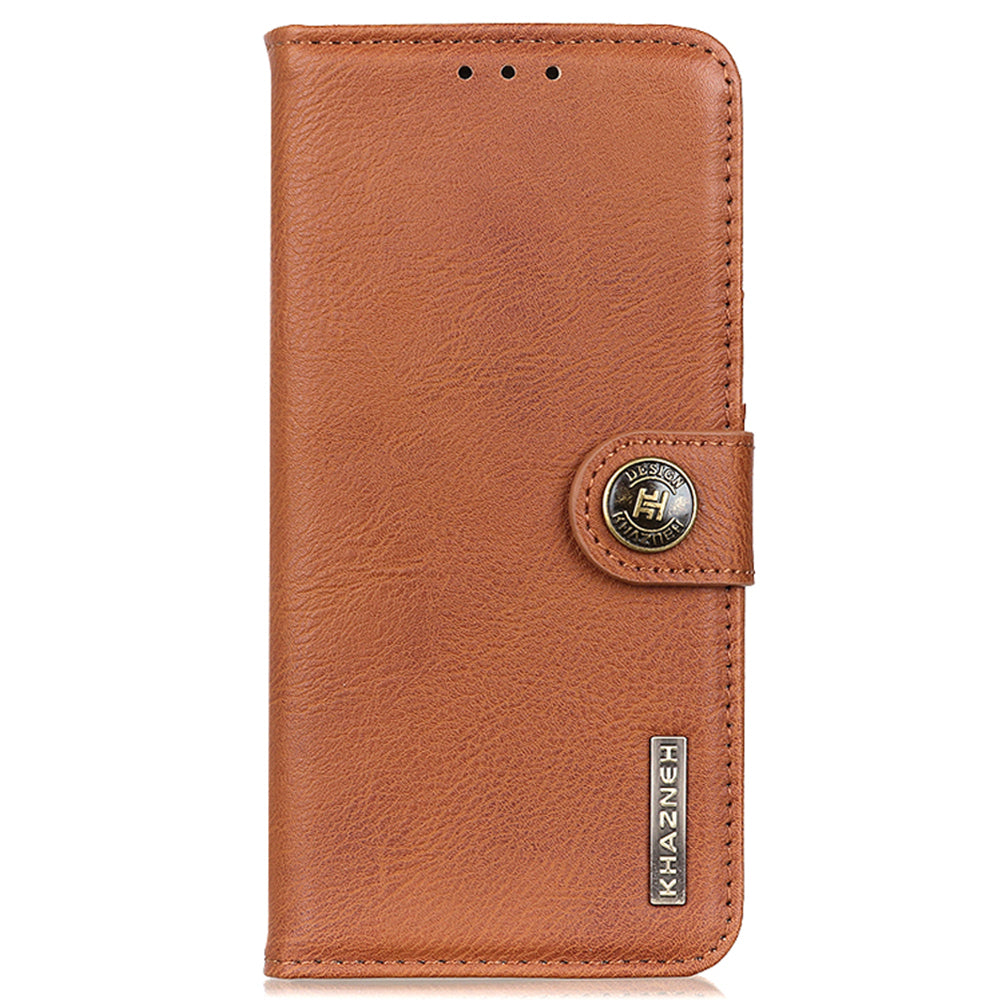 KHAZNEH For Xiaomi Redmi Note 13 5G Cowhide Texture Case Leather Phone Wallet Cover - Brown