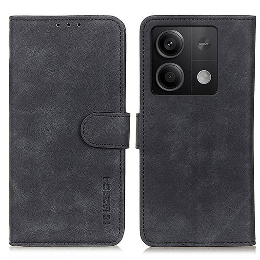 KHAZNEH For Xiaomi Redmi Note 13 5G Case Retro PU Leather Smart Phone Stand Cover - Black