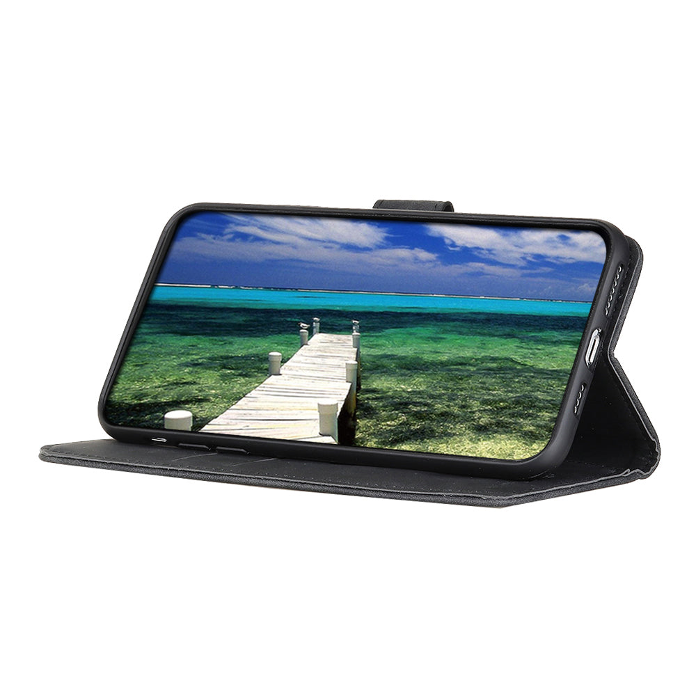 KHAZNEH For Xiaomi Redmi Note 13 5G Case Retro PU Leather Smart Phone Stand Cover - Black