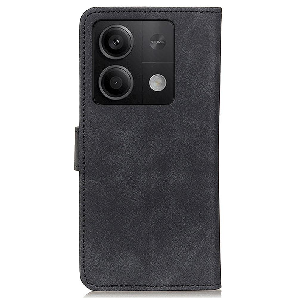 KHAZNEH For Xiaomi Redmi Note 13 5G Case Retro PU Leather Smart Phone Stand Cover - Black