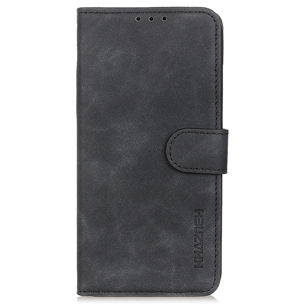 KHAZNEH For Xiaomi Redmi Note 13 5G Case Retro PU Leather Smart Phone Stand Cover - Black