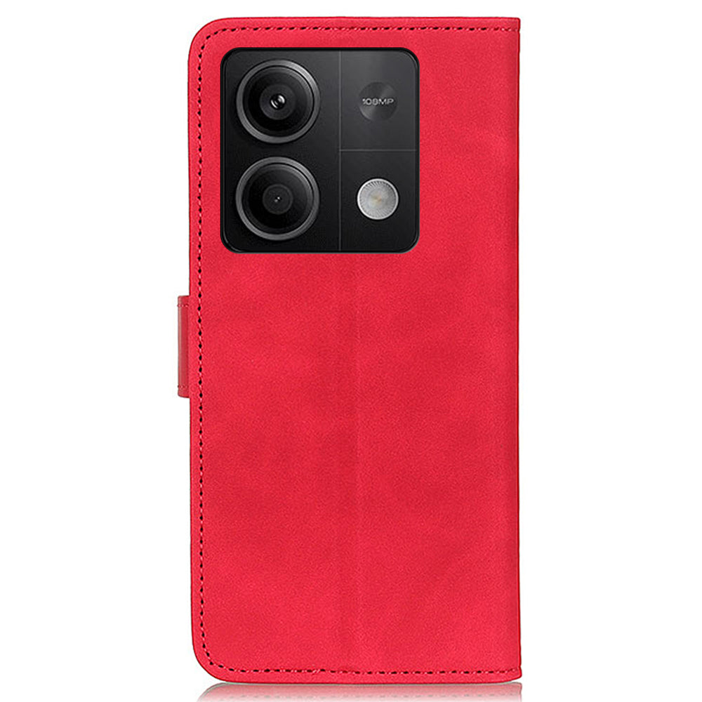 KHAZNEH For Xiaomi Redmi Note 13 5G Case Retro PU Leather Smart Phone Stand Cover - Red