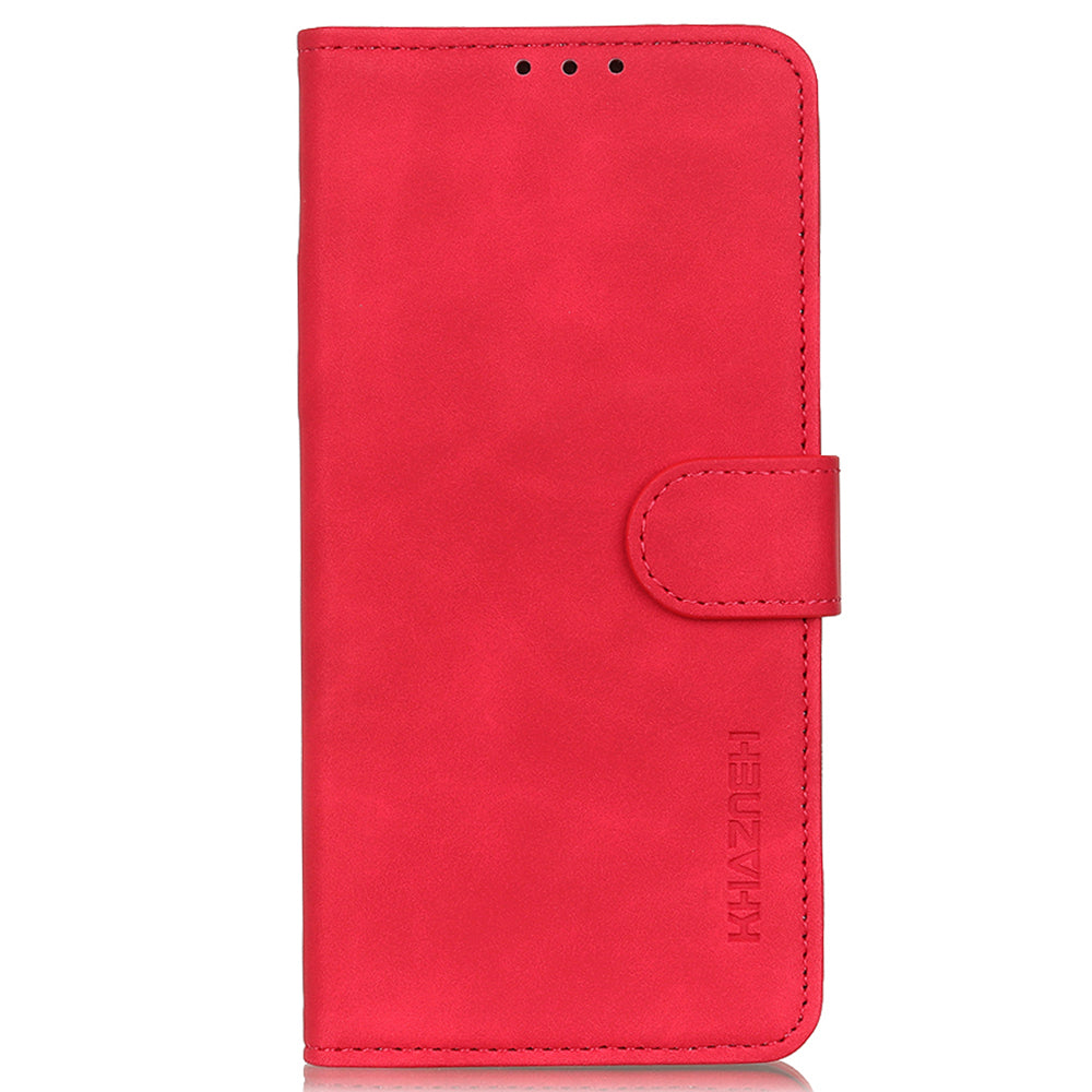 KHAZNEH For Xiaomi Redmi Note 13 5G Case Retro PU Leather Smart Phone Stand Cover - Red