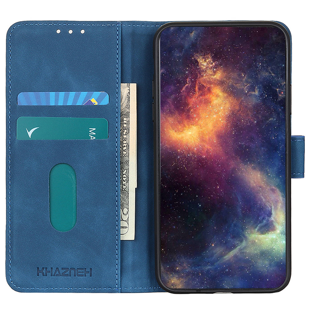 KHAZNEH For Xiaomi Redmi Note 13 5G Case Retro PU Leather Smart Phone Stand Cover - Blue
