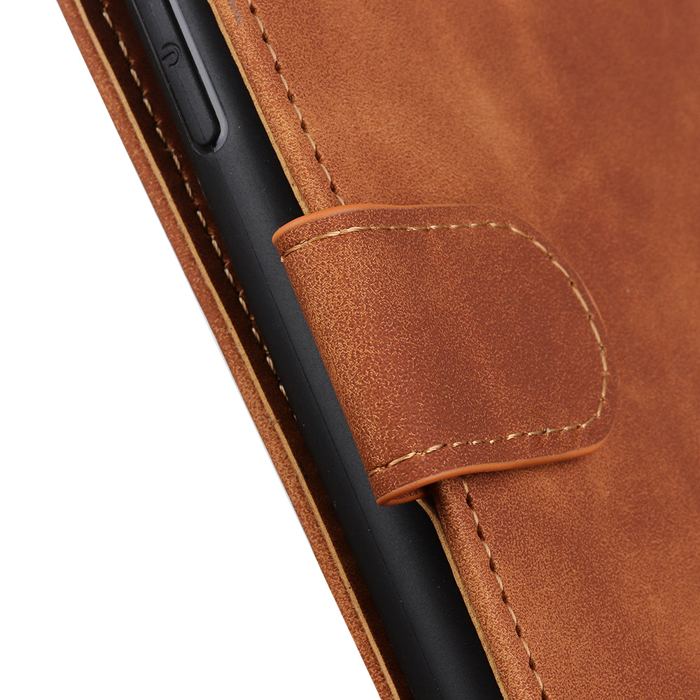 KHAZNEH For Xiaomi Redmi Note 13 5G Case Retro PU Leather Smart Phone Stand Cover - Brown