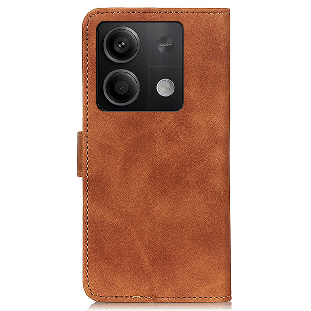 KHAZNEH For Xiaomi Redmi Note 13 5G Case Retro PU Leather Smart Phone Stand Cover - Brown