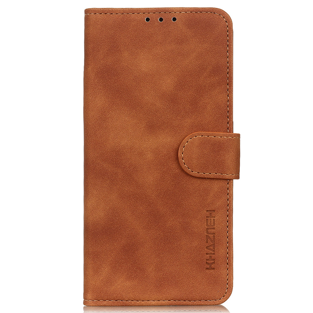 KHAZNEH For Xiaomi Redmi Note 13 5G Case Retro PU Leather Smart Phone Stand Cover - Brown