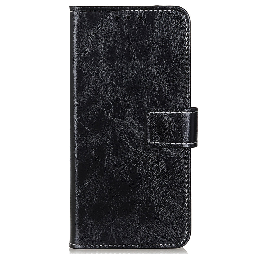 For Xiaomi Redmi Note 13 5G Case PU Leather Crazy Horse Texture Mobile Phone Wallet Cover - Black