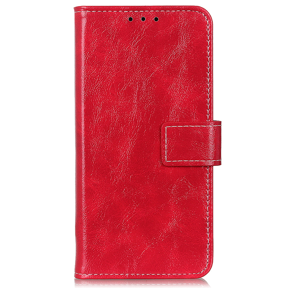 For Xiaomi Redmi Note 13 5G Case PU Leather Crazy Horse Texture Mobile Phone Wallet Cover - Red