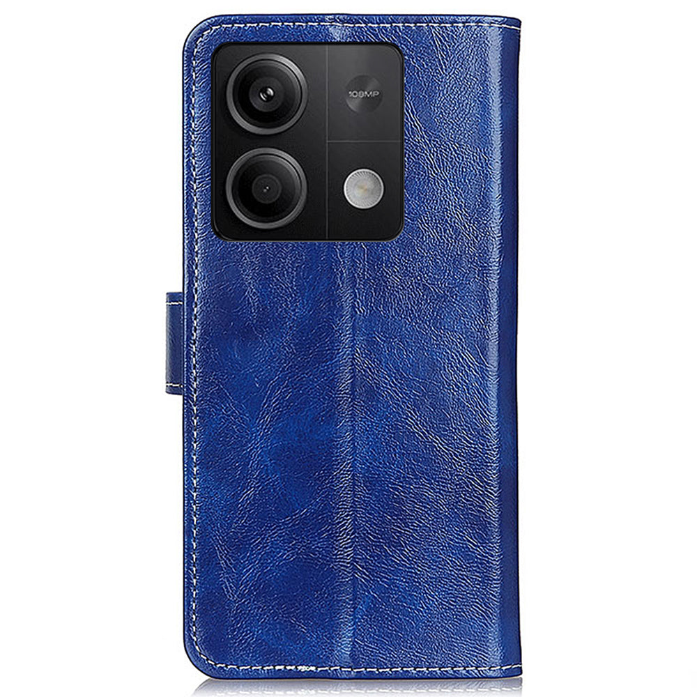 For Xiaomi Redmi Note 13 5G Case PU Leather Crazy Horse Texture Mobile Phone Wallet Cover - Blue