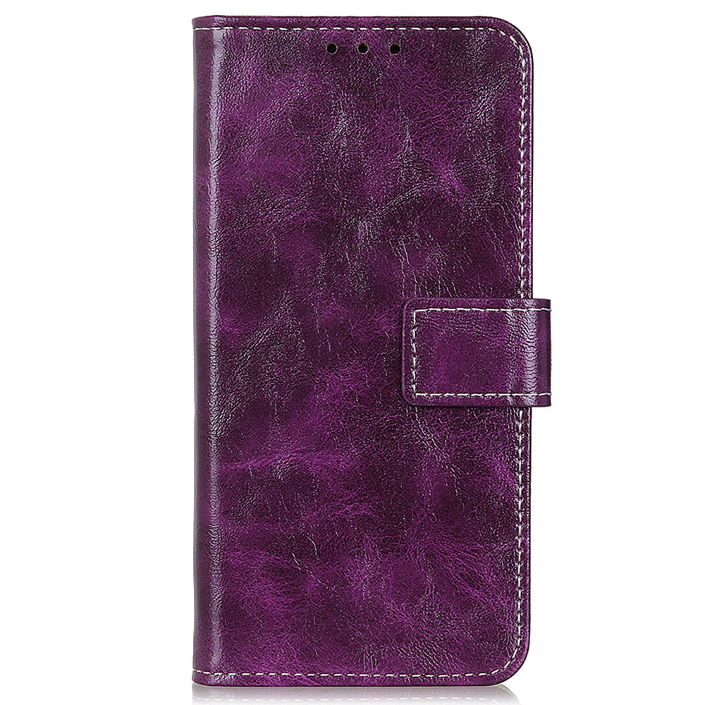 For Xiaomi Redmi Note 13 5G Case PU Leather Crazy Horse Texture Mobile Phone Wallet Cover - Purple