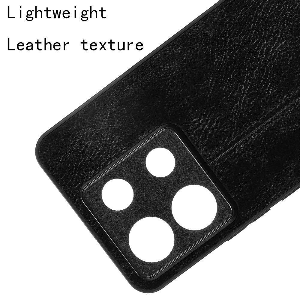 For Xiaomi Redmi Note 13 Pro 5G / Poco X6 5G Phone Case PU Leather Coated PC+TPU Cover - Black