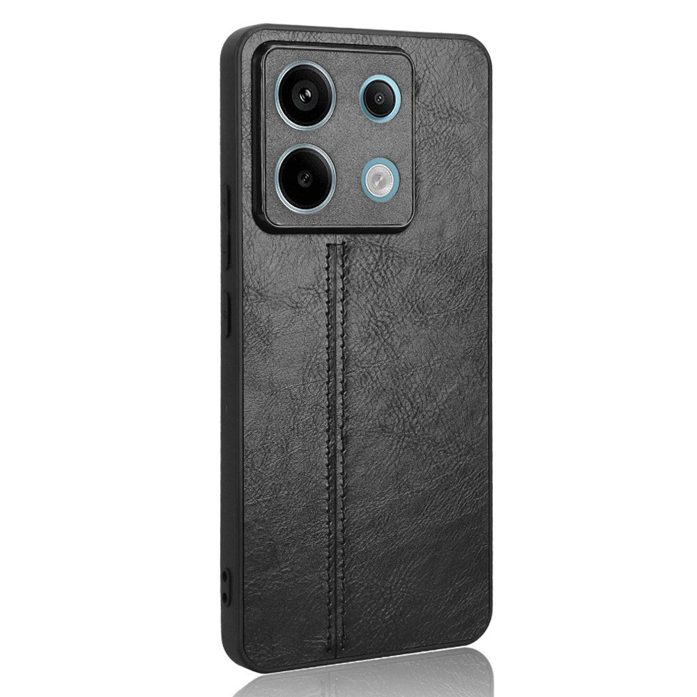 For Xiaomi Redmi Note 13 Pro 5G / Poco X6 5G Phone Case PU Leather Coated PC+TPU Cover - Black