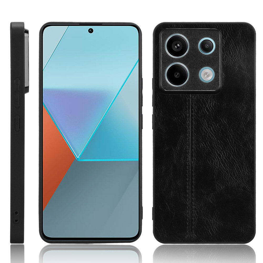 For Xiaomi Redmi Note 13 Pro 5G / Poco X6 5G Phone Case PU Leather Coated PC+TPU Cover - Black