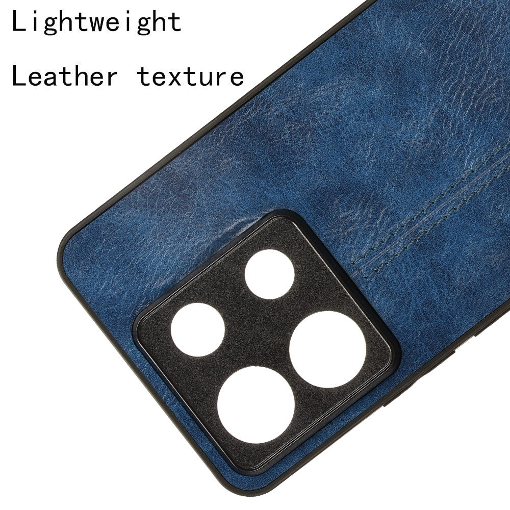 For Xiaomi Redmi Note 13 Pro 5G / Poco X6 5G Phone Case PU Leather Coated PC+TPU Cover - Blue