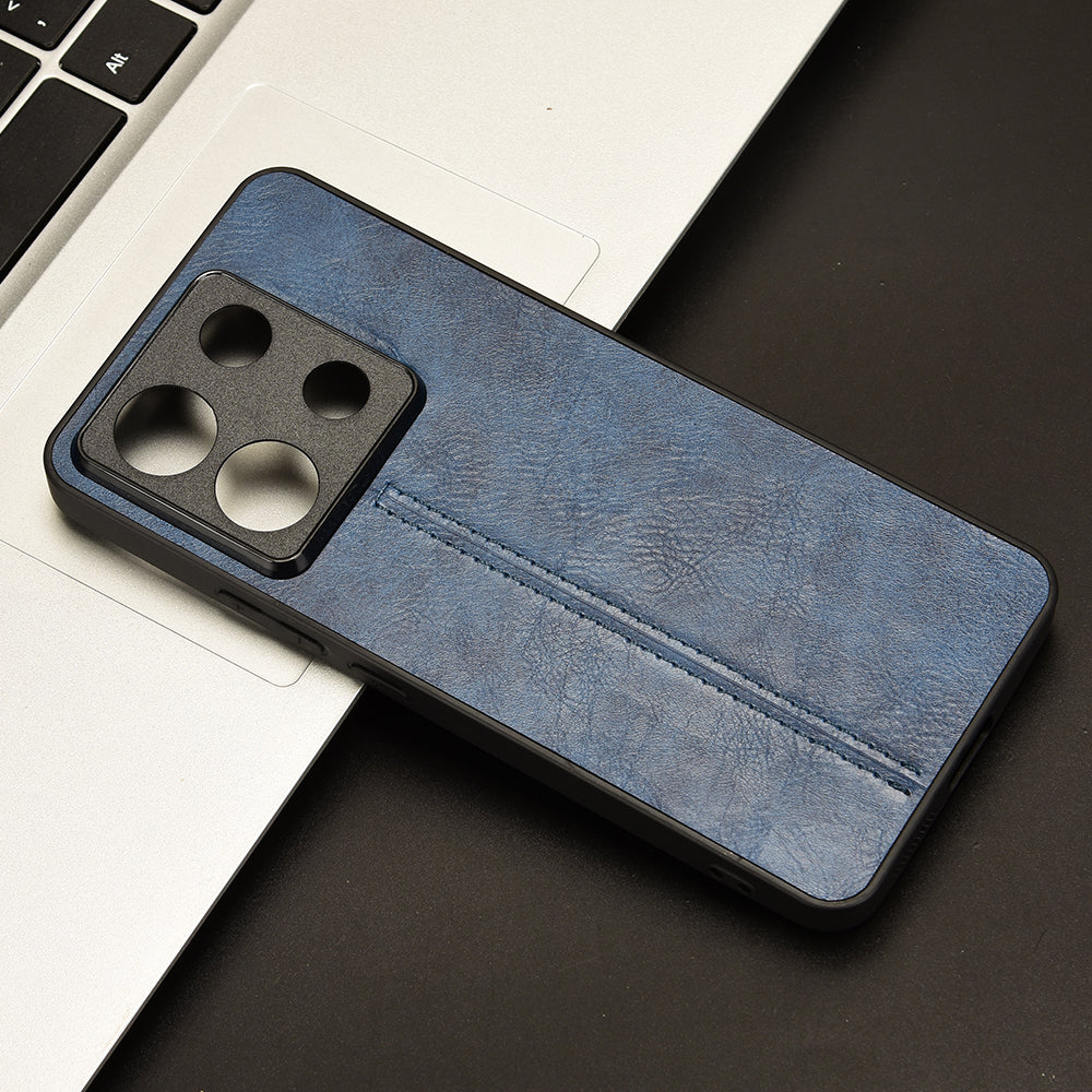 For Xiaomi Redmi Note 13 Pro 5G / Poco X6 5G Phone Case PU Leather Coated PC+TPU Cover - Blue