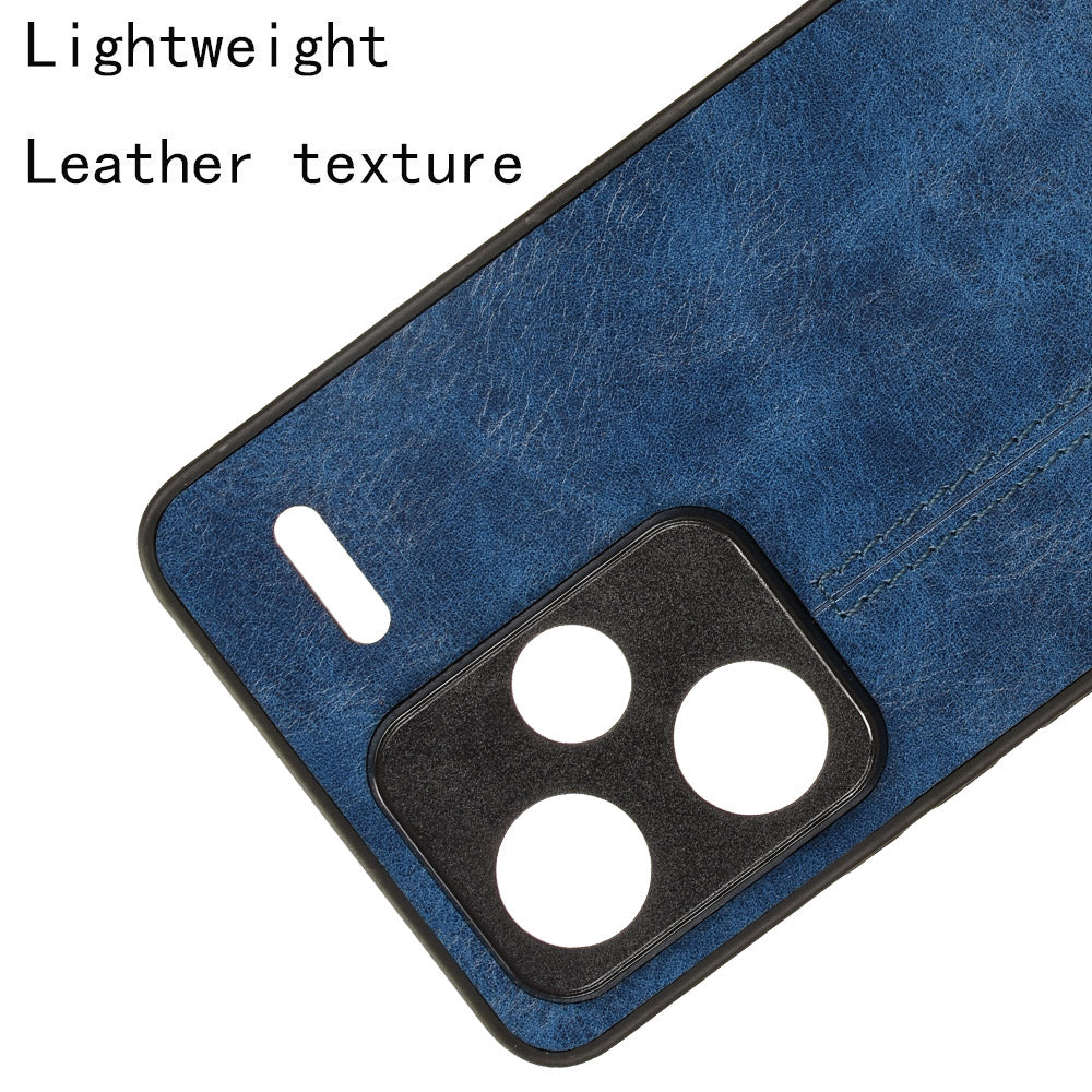 For Xiaomi Redmi Note 13 Pro+ 5G Phone Case Cowhide Texture Impact Absorption Cover - Blue