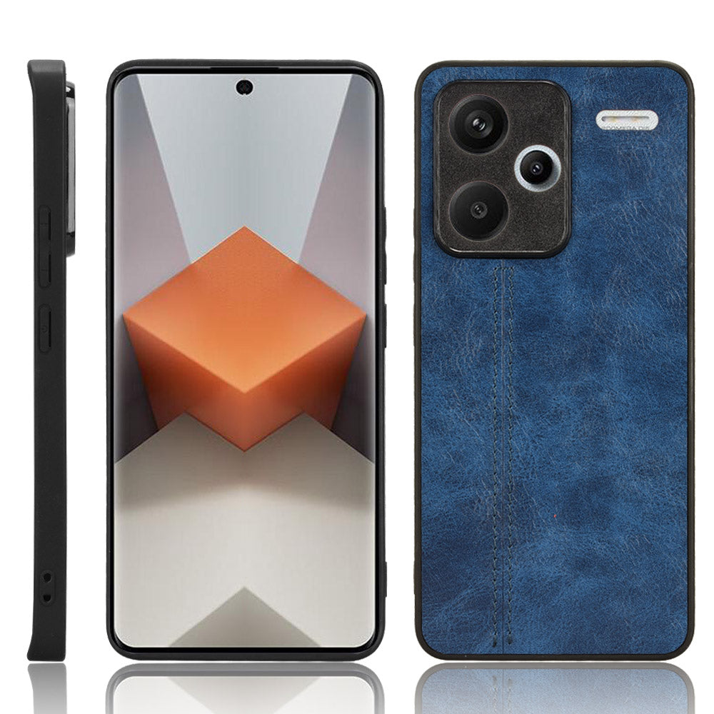 For Xiaomi Redmi Note 13 Pro+ 5G Phone Case Cowhide Texture Impact Absorption Cover - Blue