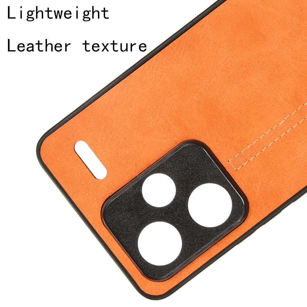 For Xiaomi Redmi Note 13 Pro+ 5G Phone Case Cowhide Texture Impact Absorption Cover - Orange