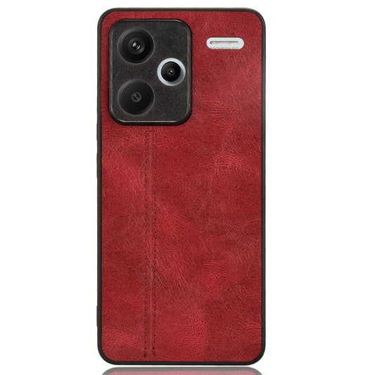 For Xiaomi Redmi Note 13 Pro+ 5G Phone Case Cowhide Texture Impact Absorption Cover - Red