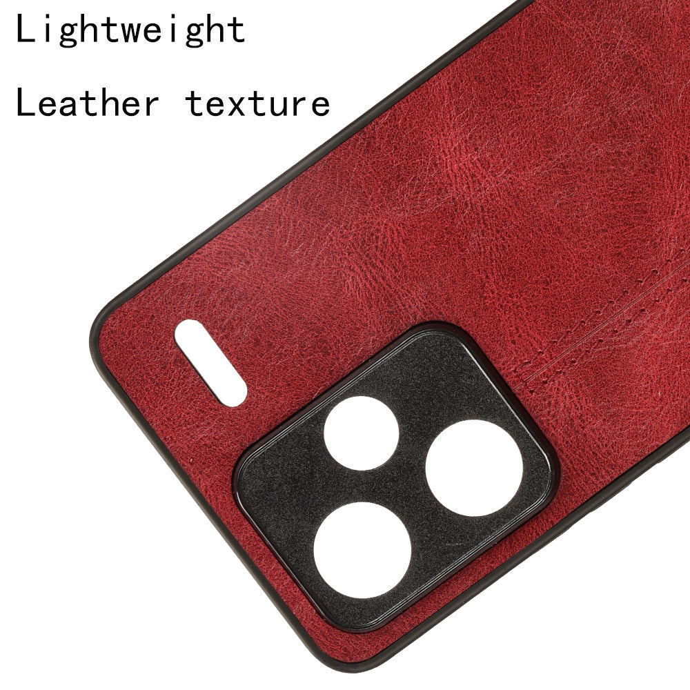 For Xiaomi Redmi Note 13 Pro+ 5G Phone Case Cowhide Texture Impact Absorption Cover - Red