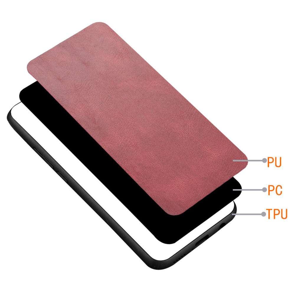 For Xiaomi Redmi Note 13 Pro+ 5G Phone Case Cowhide Texture Impact Absorption Cover - Red
