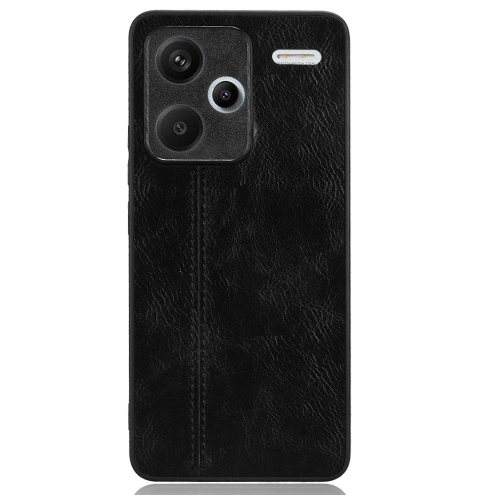 For Xiaomi Redmi Note 13 Pro+ 5G Phone Case Cowhide Texture Impact Absorption Cover - Black