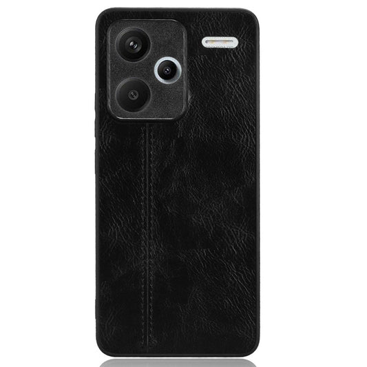 For Xiaomi Redmi Note 13 Pro+ 5G Phone Case Cowhide Texture Impact Absorption Cover - Black