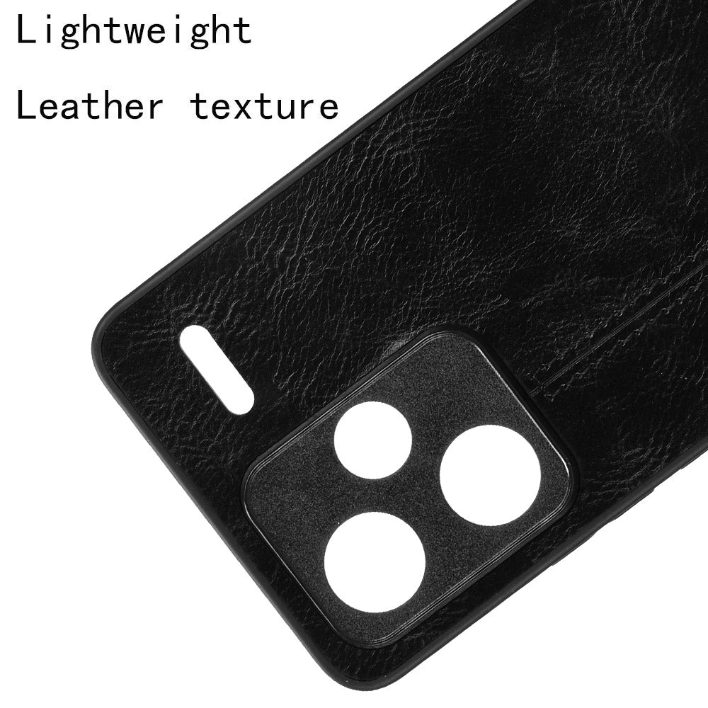 For Xiaomi Redmi Note 13 Pro+ 5G Phone Case Cowhide Texture Impact Absorption Cover - Black